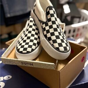 Mudd Black and White Checkered Slip-On Shoes